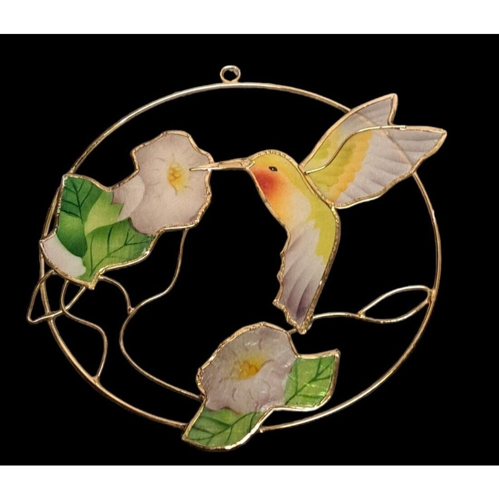 Suncatcher Capiz Shell Hummingbird with‎ Flowers